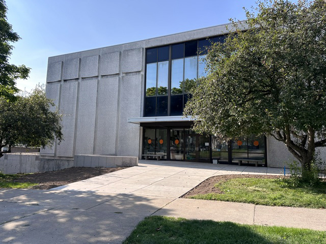 Schweinfurth's front entrance construction mostly completed for Saturday's opening reception